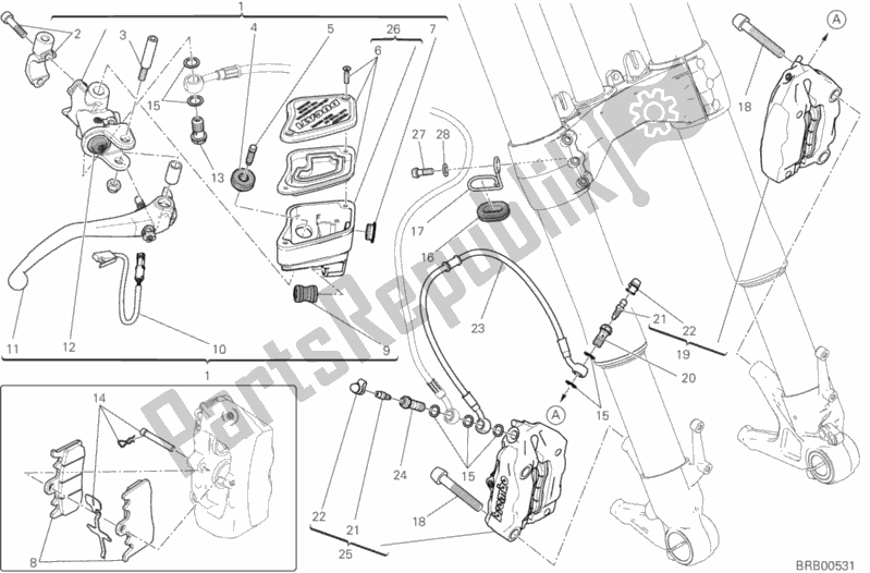 All parts for the Front Brake System of the Ducati Diavel Xdiavel Brasil 1260 2017
